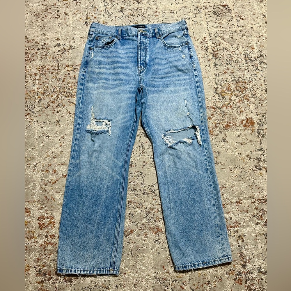 Aeropostale Distressed Blue Straight Leg Jeans